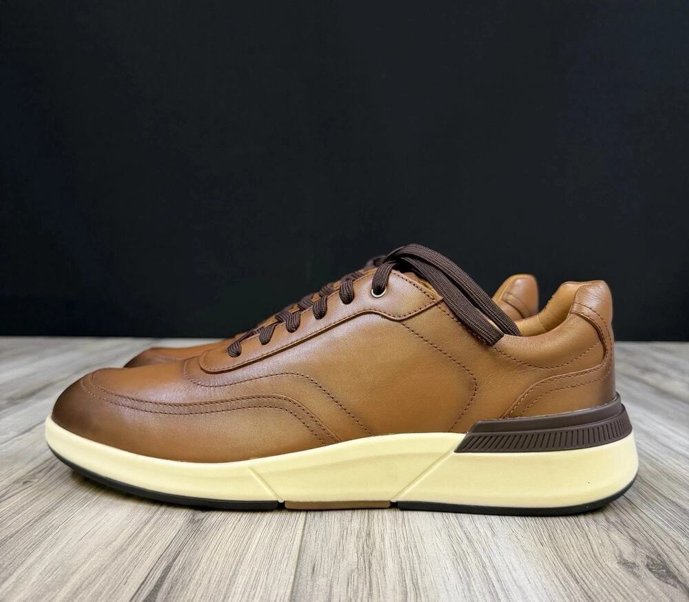 Allen Edmonds Gramercy Derby Luggage Tan Leather Plain Toe Shoes Mens 10.5 D NEW